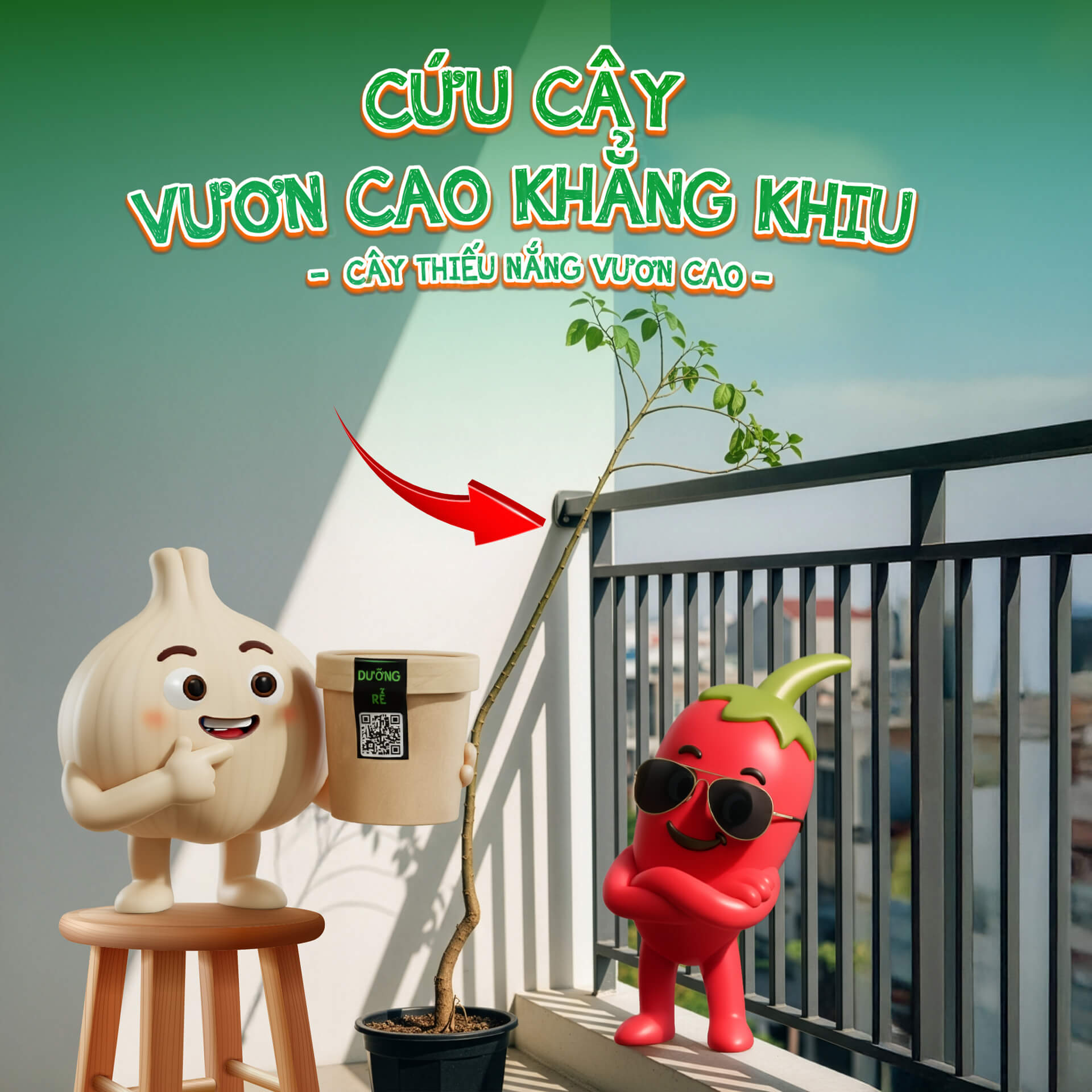 Cứu Cây Bị Vống- Vươn cao khẳng khiu Do Thiếu Nắng Hay Dư Đạm
