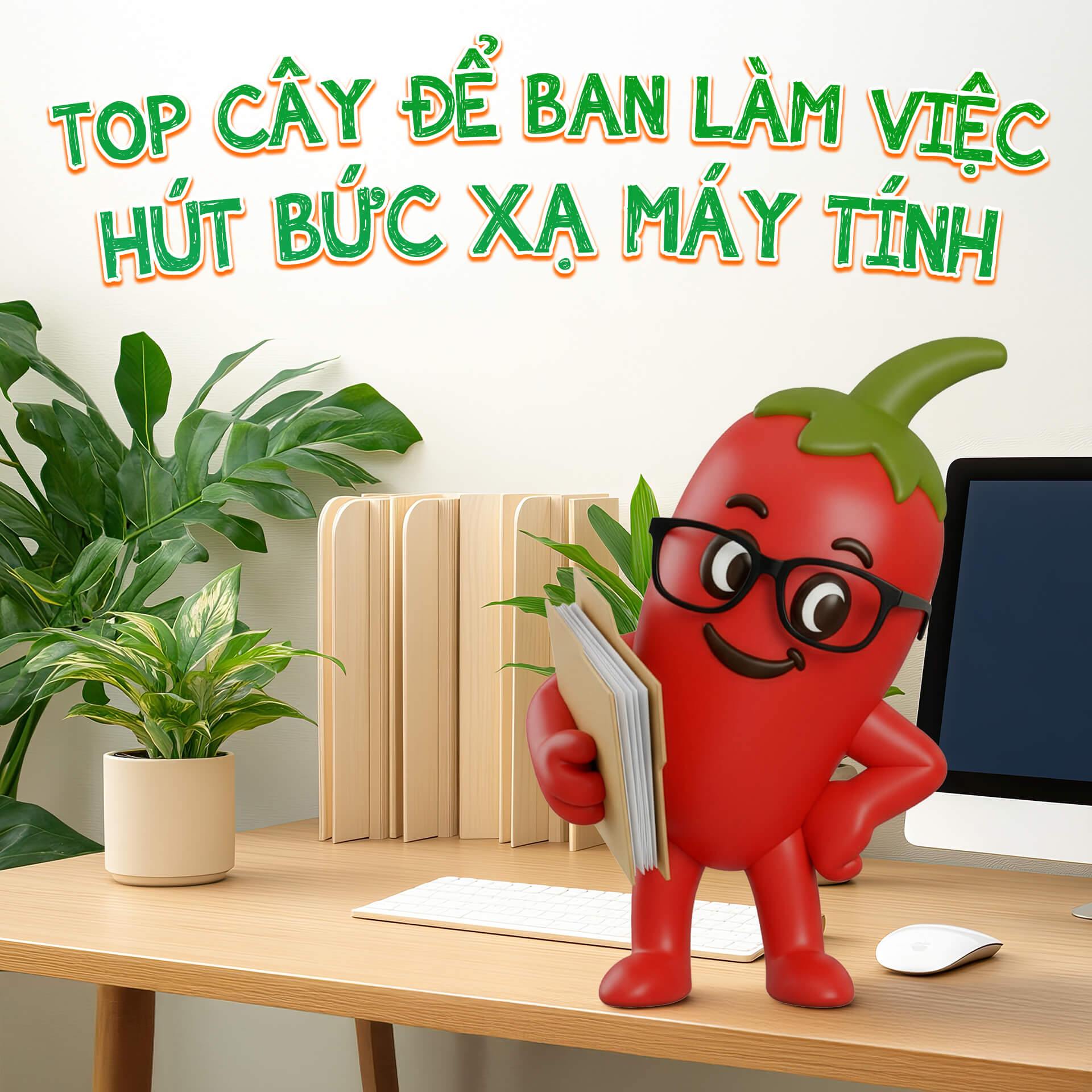 cây để bàn làm việc hút bức xạ máy tính