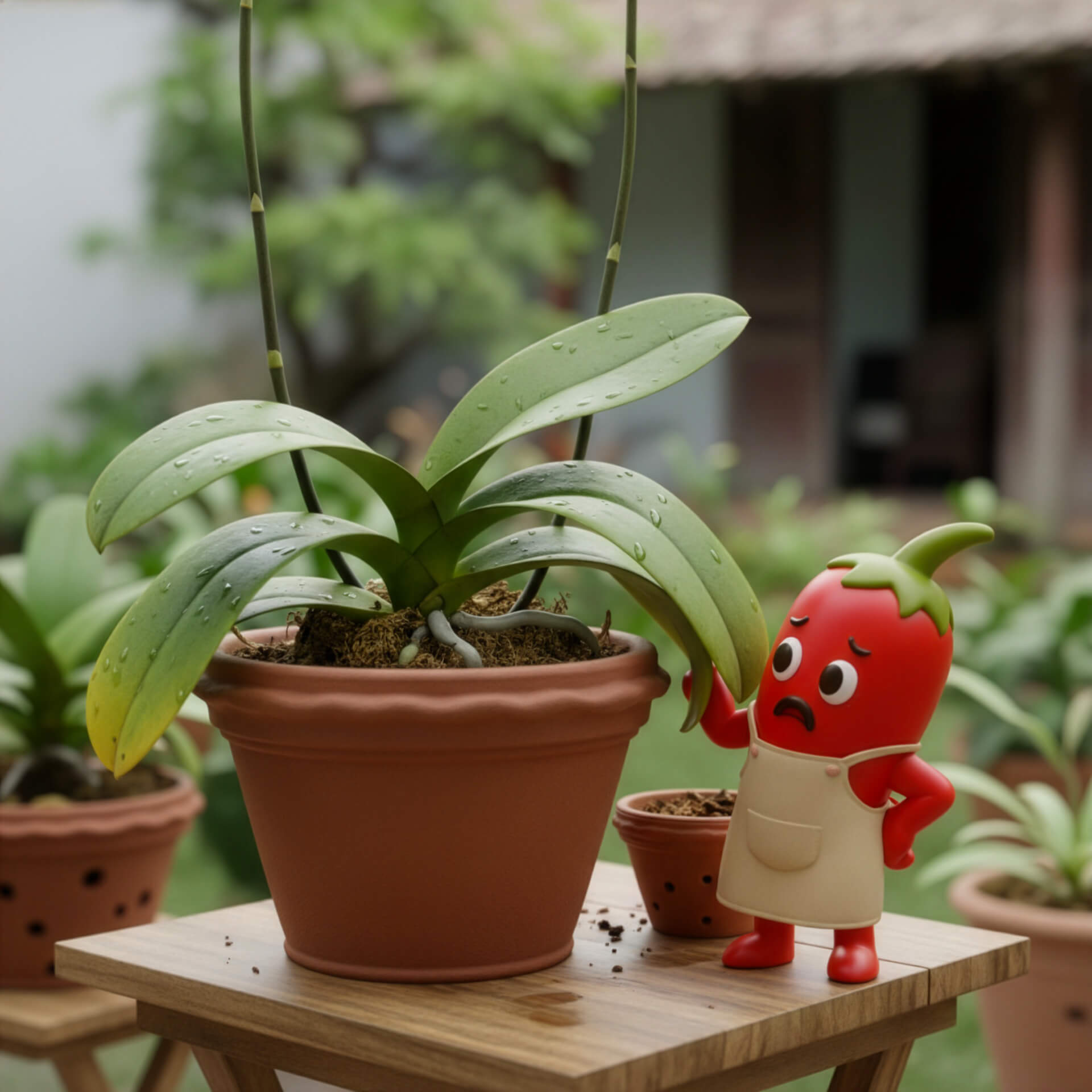 cứu cây lan hồ điệp bị nhăn lá sau tết