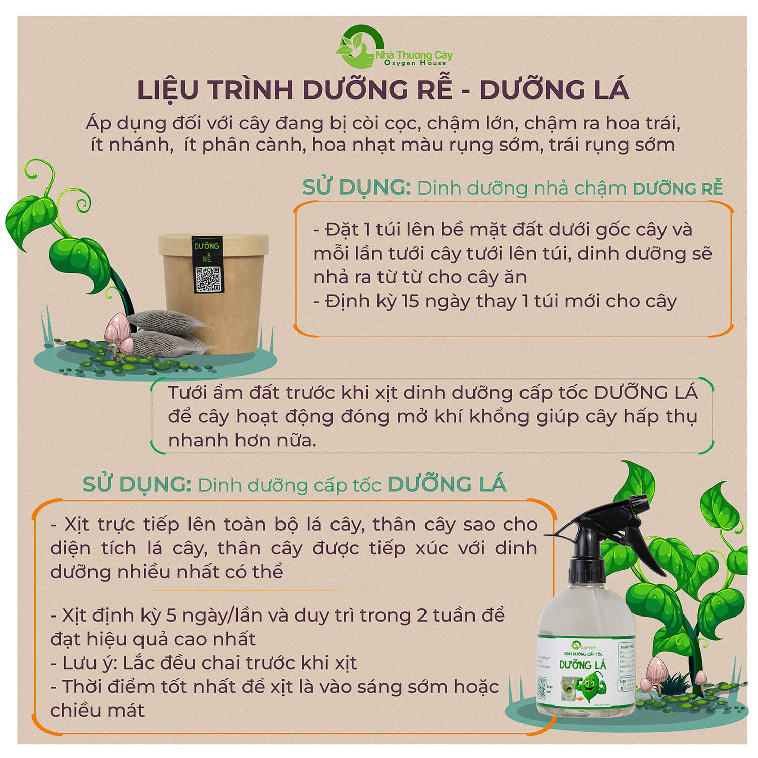 LIỆU TRÌNH SỬ DỤNG COMBO DƯỠNG RỄ - DƯỠNG LÁ CHĂM SÓC CÂY TRỒNG