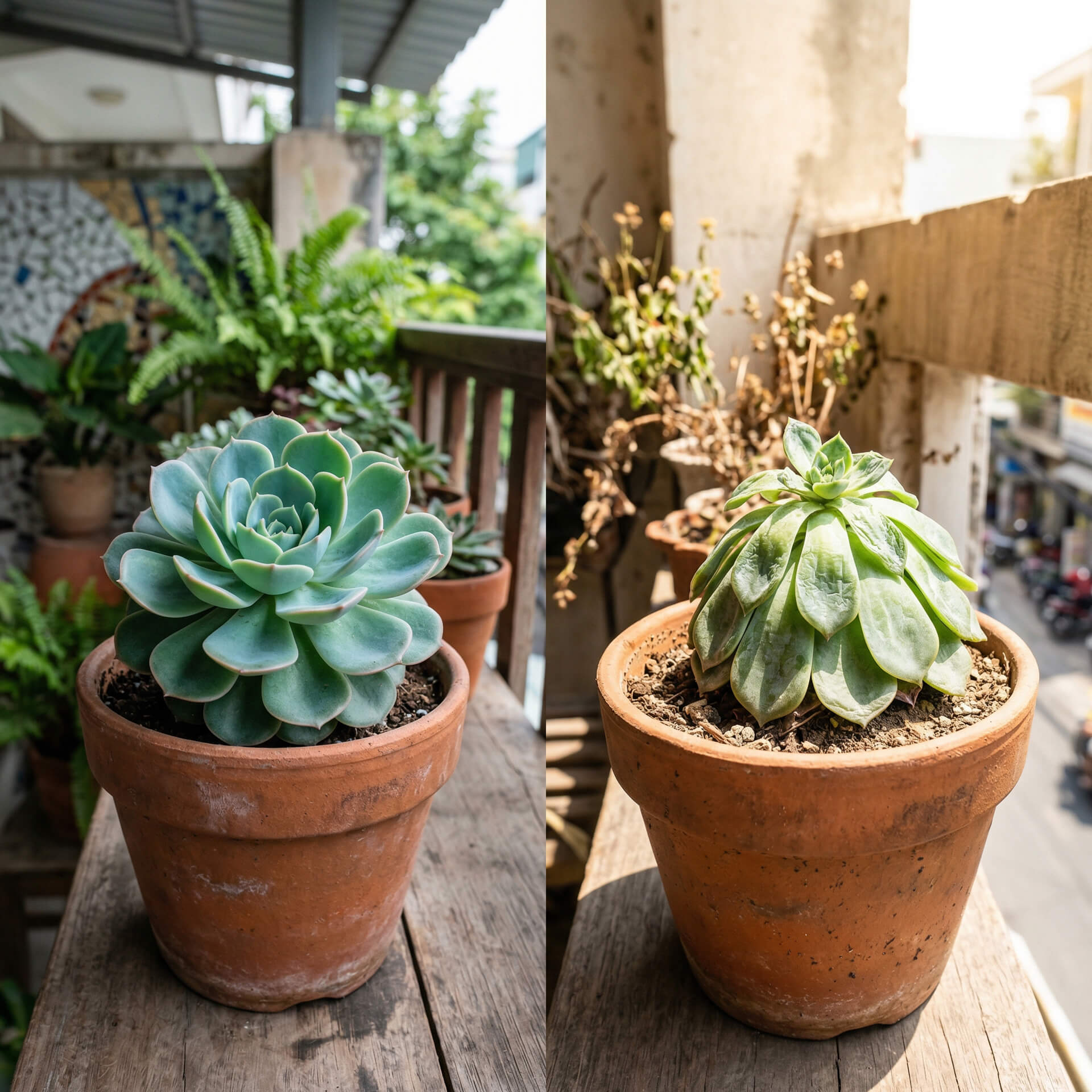 cứu cây sen đá bị héo khi trời nắng