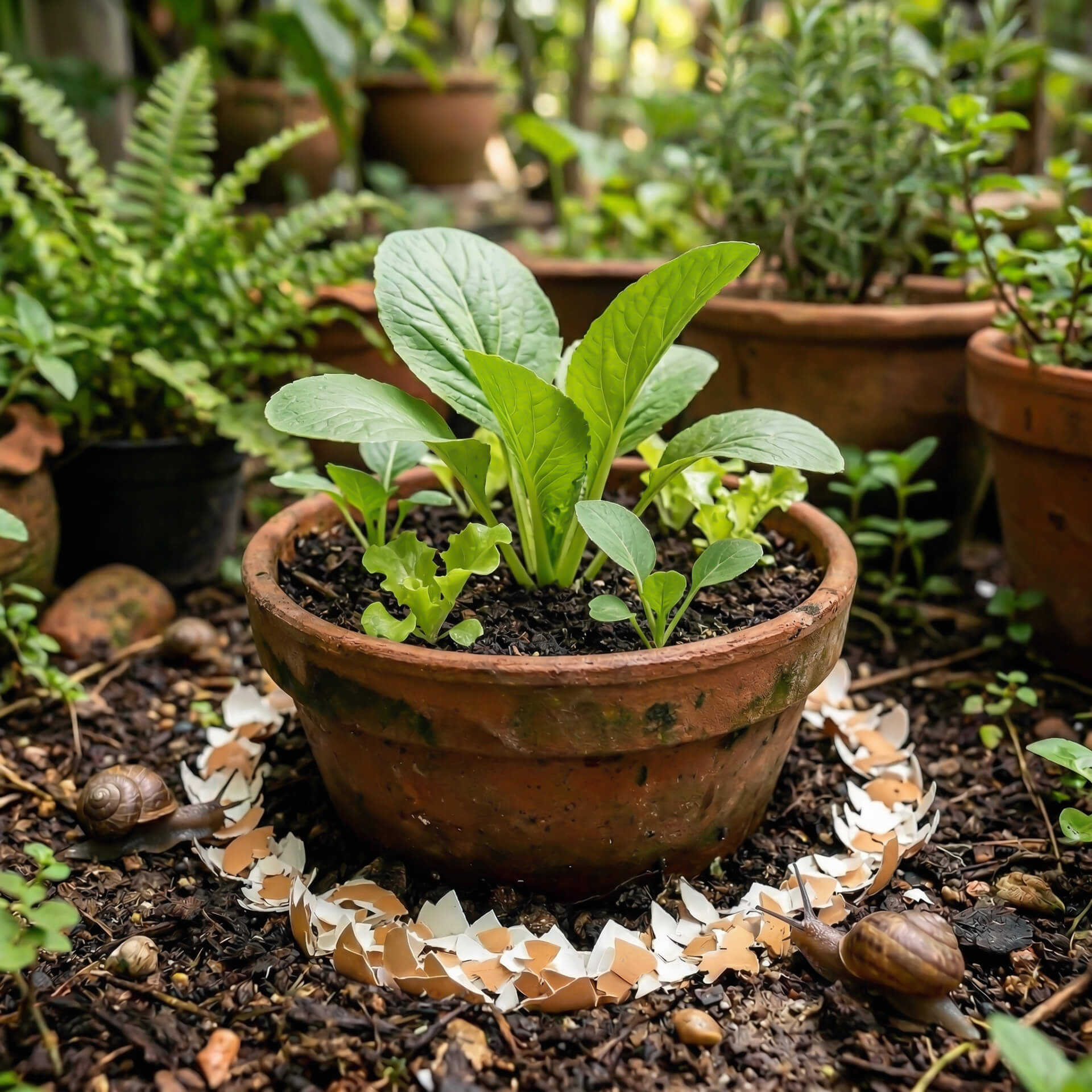 xài vỏ trứng đập bể để trị ốc sến hại rau