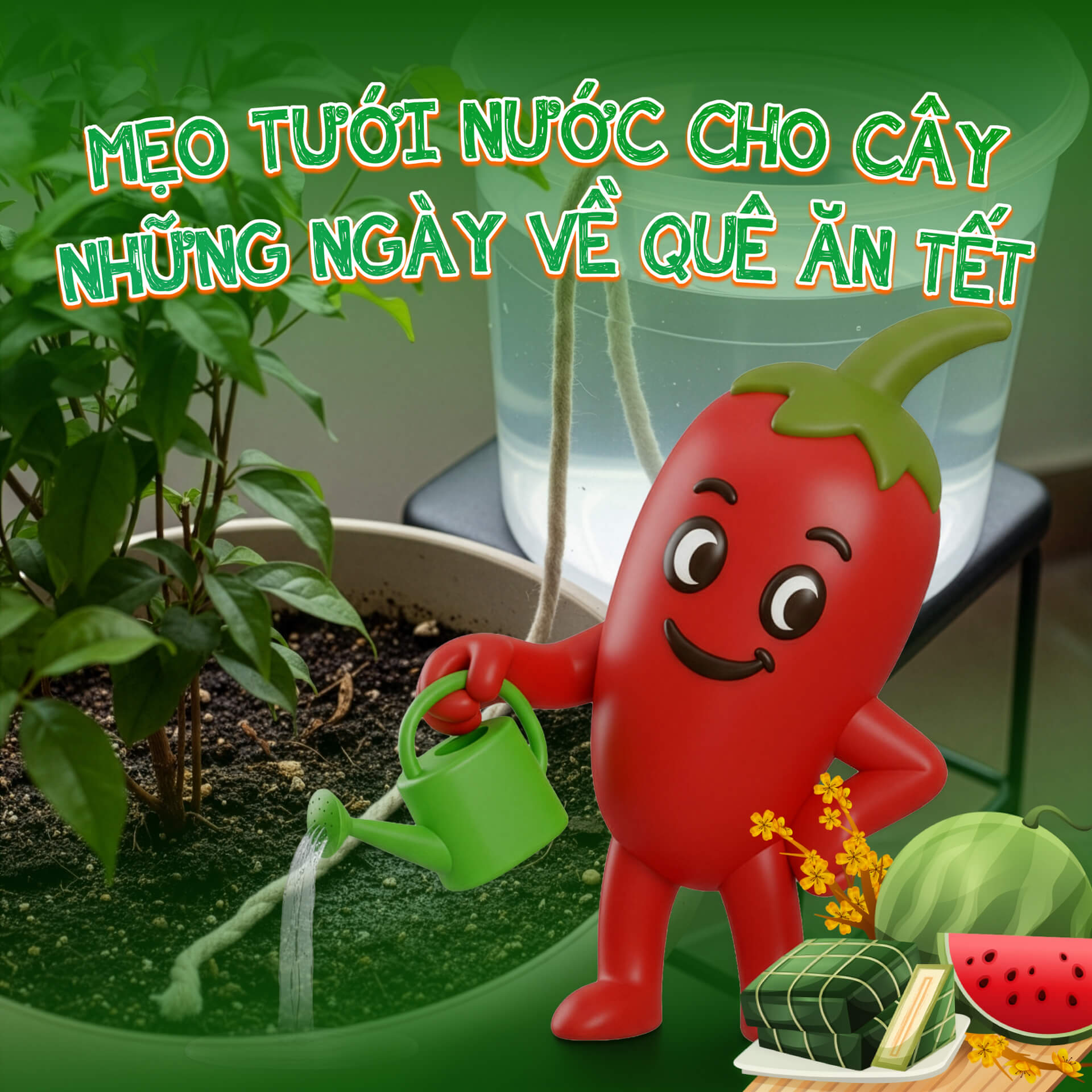 5 mẹo tưới nó cho cây khi về quê ăn tết