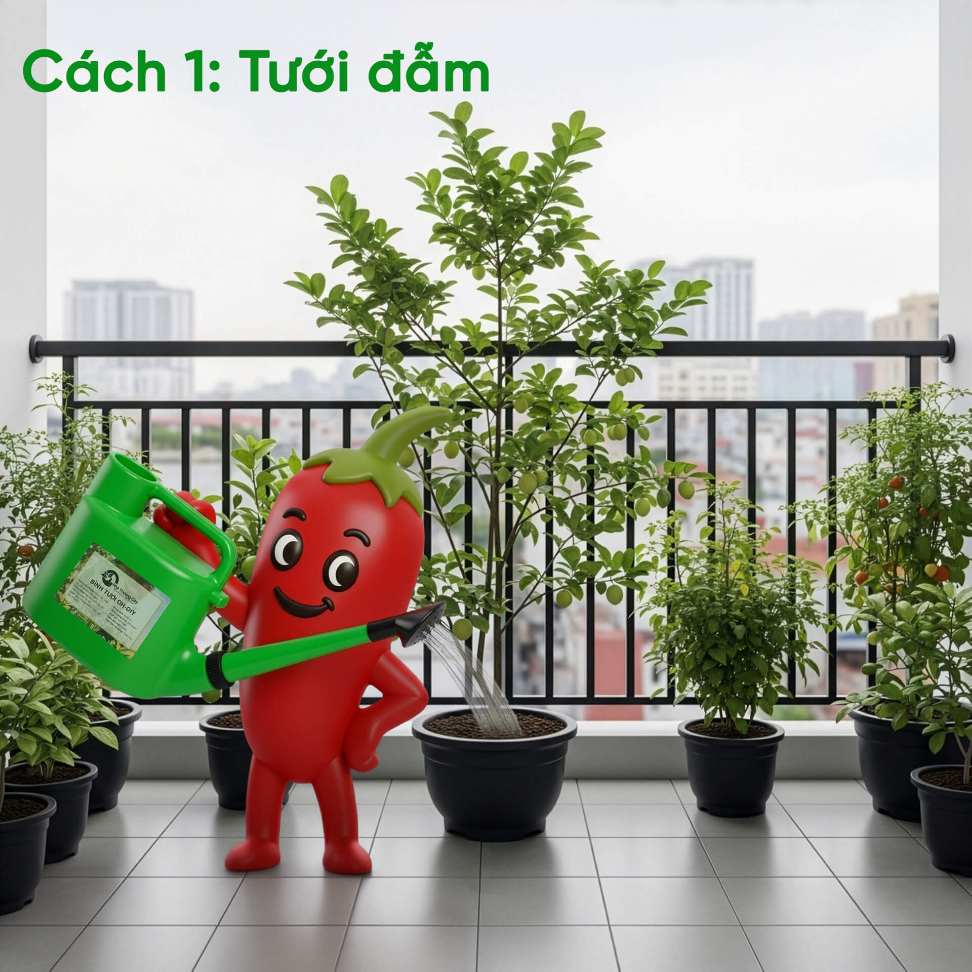 tưới đẫm cho cây trước khi về