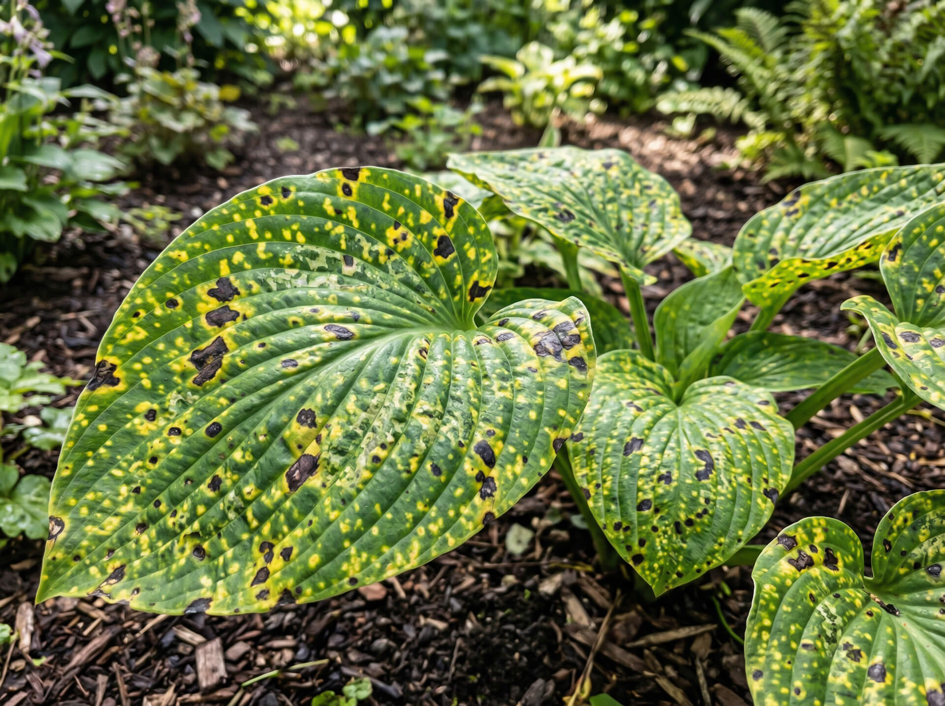 lá cây bị vàng, nổi đốm đen đốm vàng