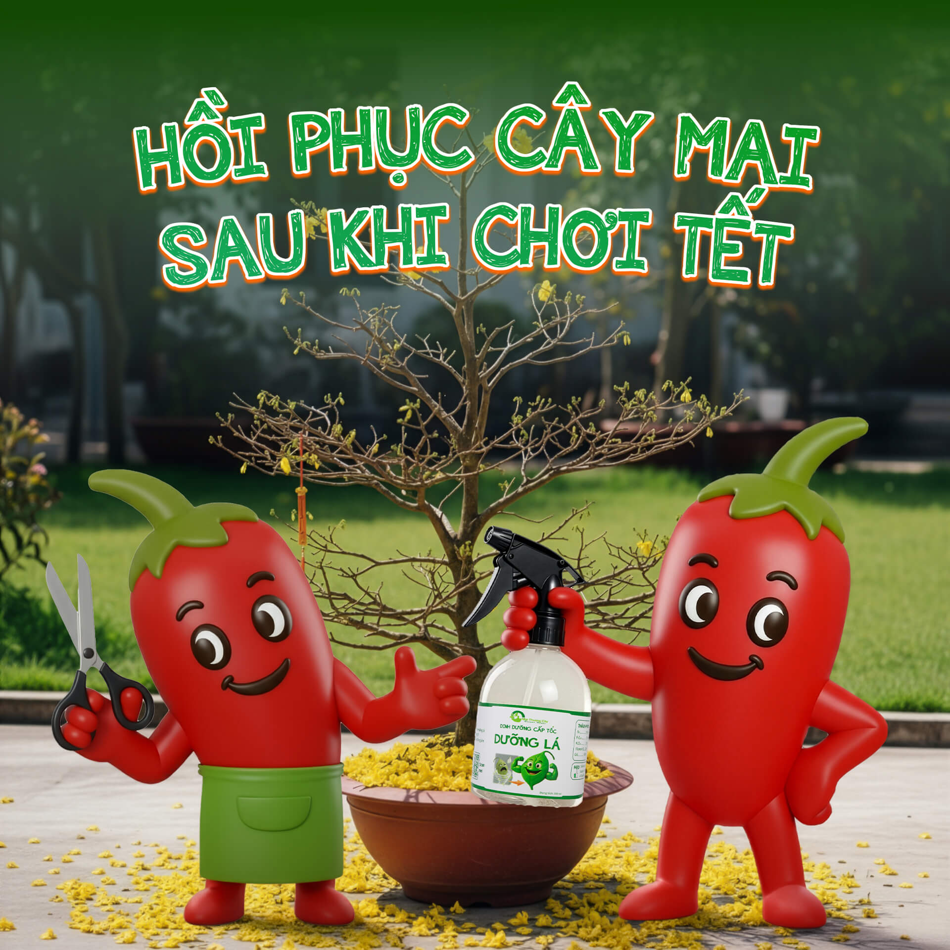 chăm sóc cây mai sau khi chơi tết